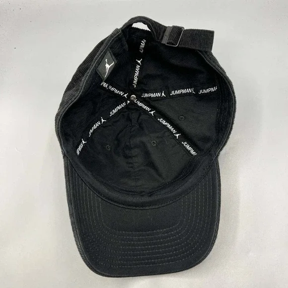 Air Jordan Hat Men Black Corduroy Embroidered Jumpman Strap Back Cap